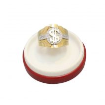 Ring 18 Karaat met Dollar teken - wit en geel goud