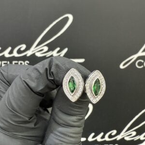 Zilveren oorbellen groen