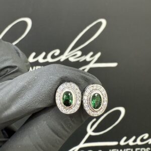 Zilveren oorbellen groen